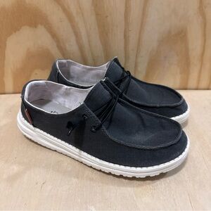 Hey Dude Wendy Chambray Off Black Shoes Women Size 8 EU 39